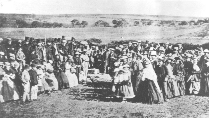 Foundation stone laying ceremony, Morphett Vale Baptist Church, 1867