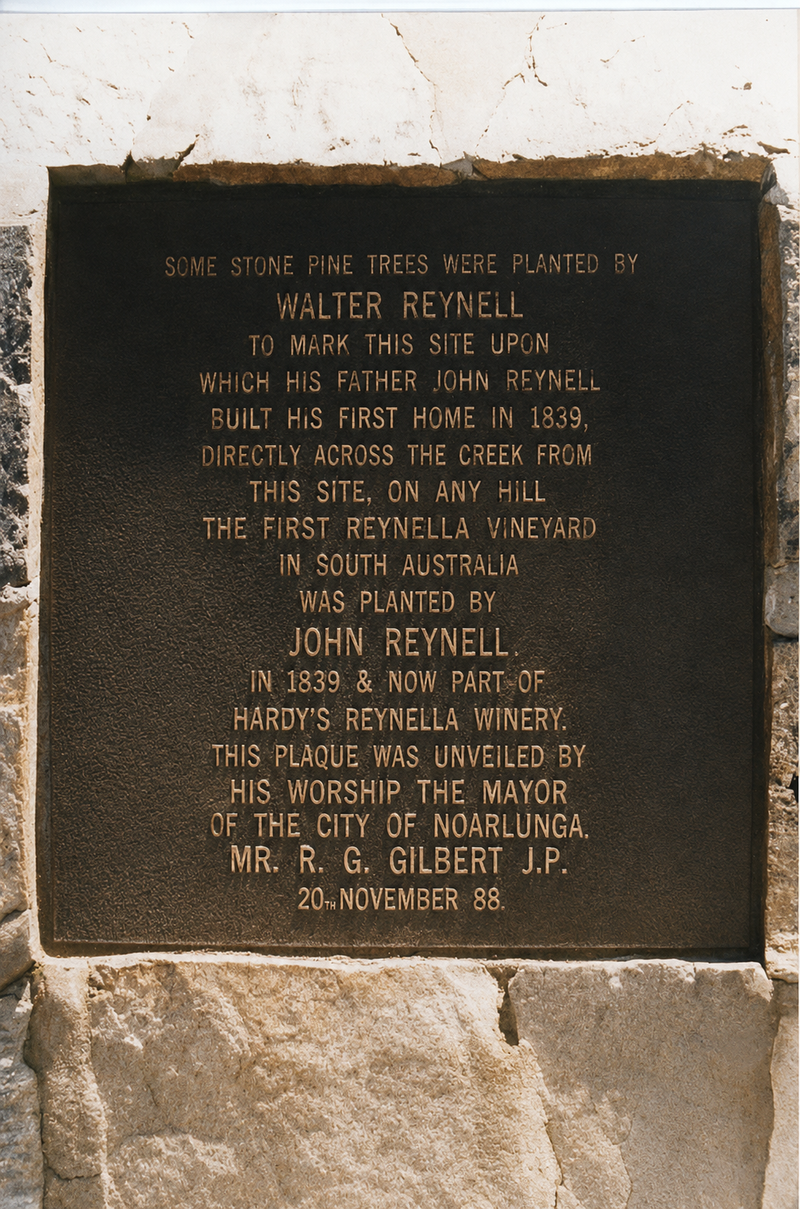 Plaque marking the site of John Reynell's first home