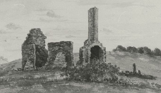 Ruins of John Reynell's original home, painted 1868
