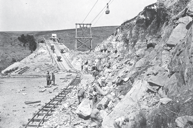 The Reynella quarry, 1928, with the ropeway visible