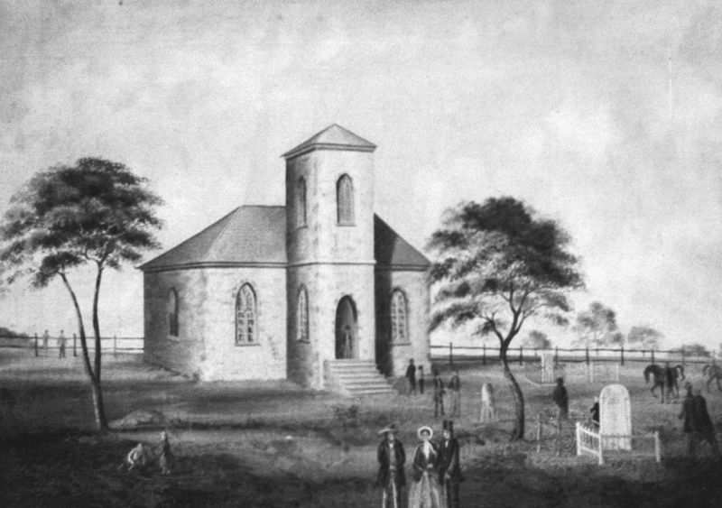 St Andrew's Scotch Church, Morphett Vale, 1853 painting